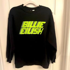 BILLIE EILlISH Black Crewneck H&M Long Sleeve Sweatshirt,Size:Medium